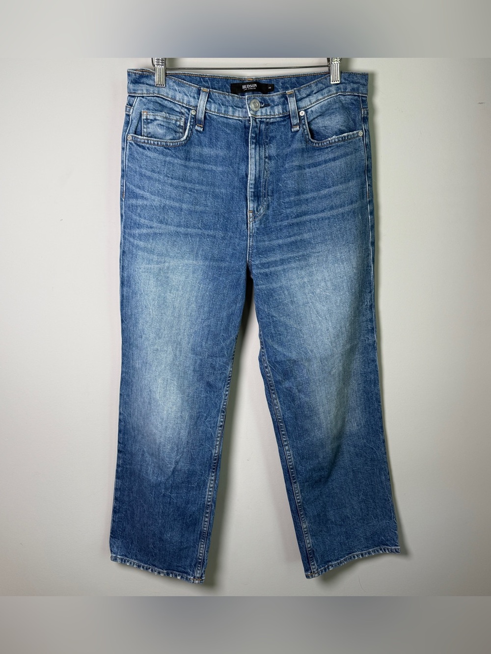 Hudson Los Angeles Straight Crop Jeans Size 30 Medium Wash Made in USA
